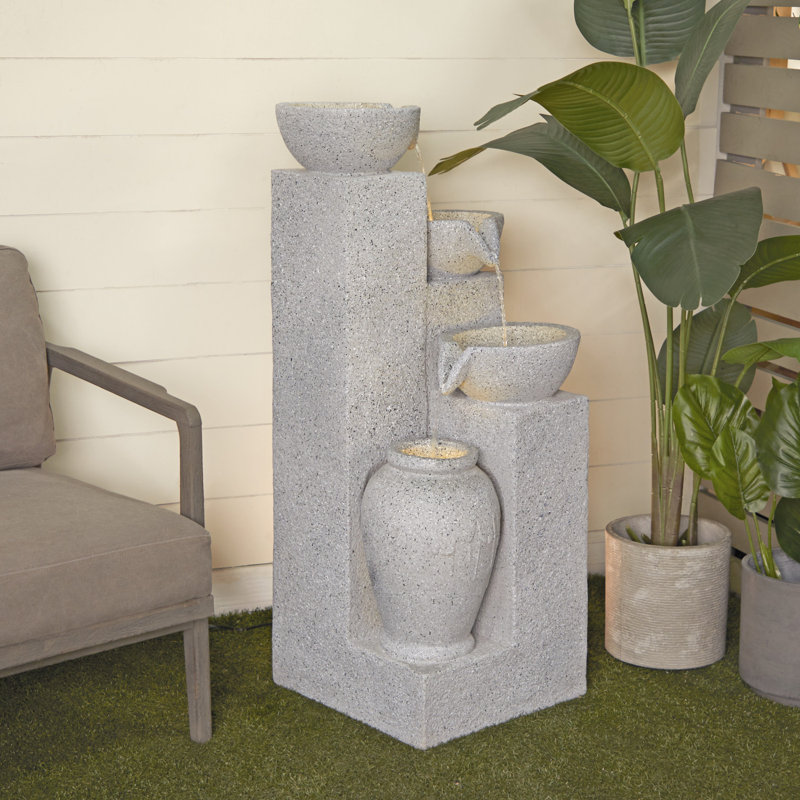 Cleason Outdoor Cascade Fountain with Lights