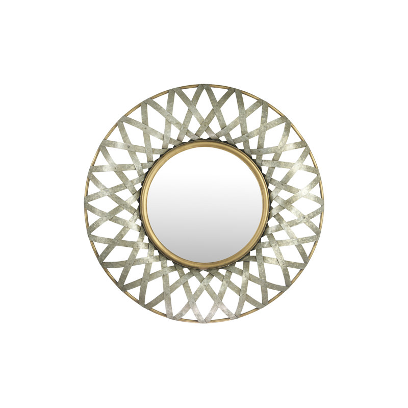 Round 2-Tone Metal Framed Wall Mirror, Metal