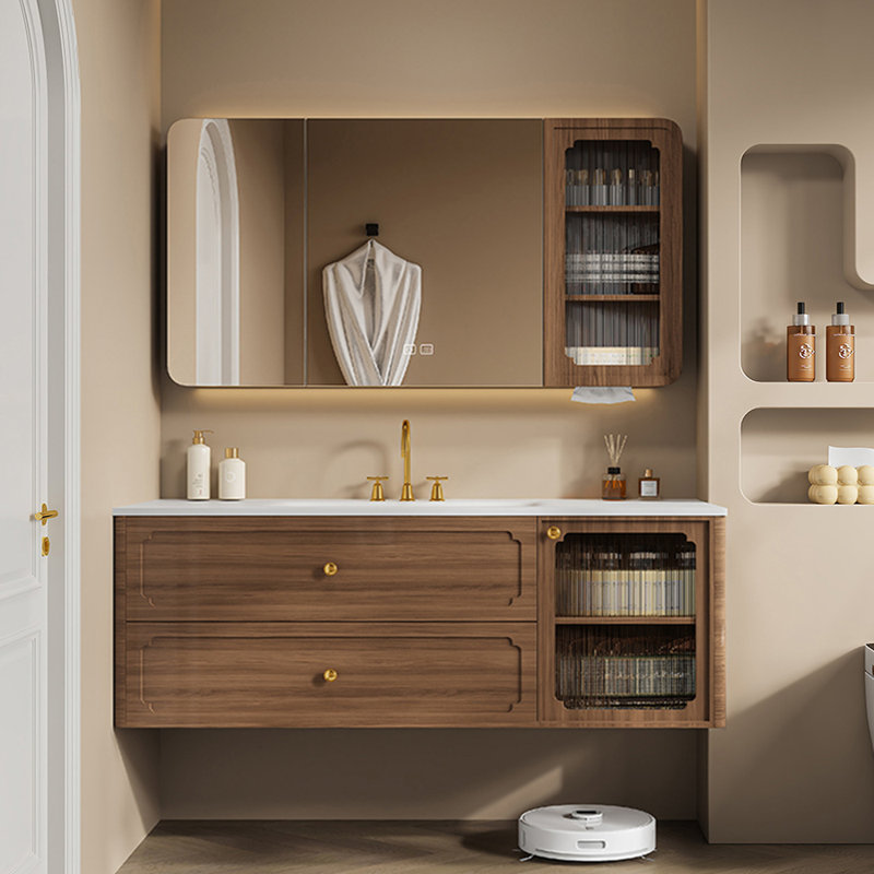 Fashion simple bathroom cabinet, 19.7" H x 51.2" W x 21.7" D, Brown