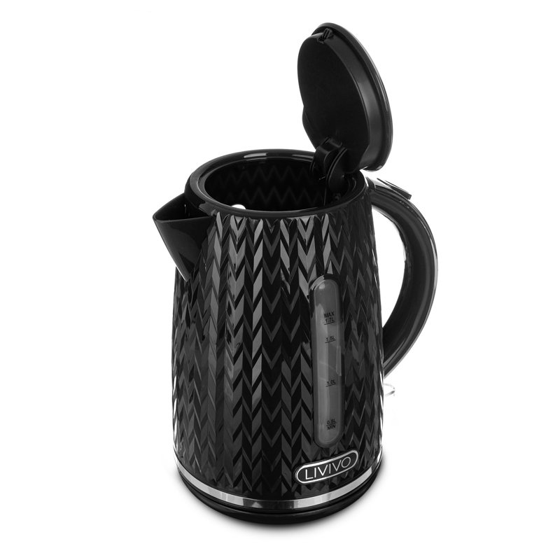 LIVIVO 1.7L Plastic Electric Tea Kettle, Black