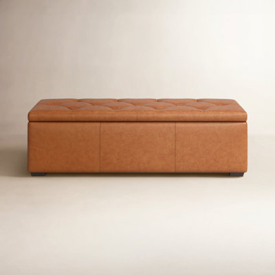Lakeport Full Grain Genuine Italian Leather Storage Ottoman