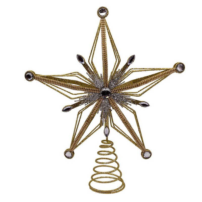 Décoration pour sommet de sapin étoile en métal doré et argenté Kurt Adler, 12,5 po