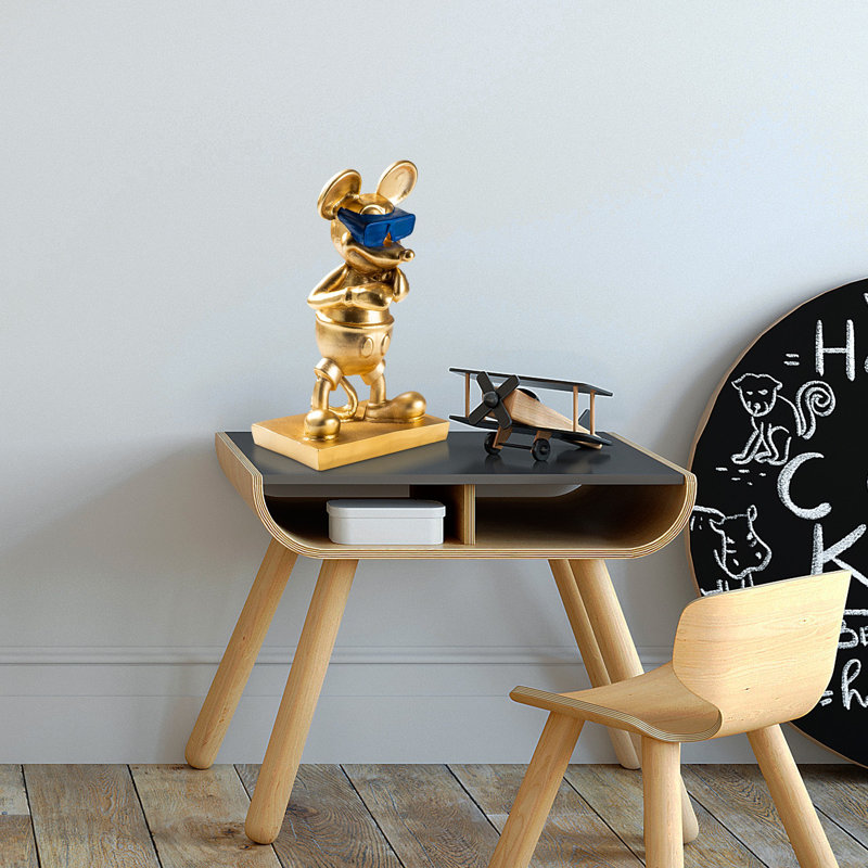 Hand-Painted Decorative Object, Gold & Blue, 7.1 x 12.6 x 4.7 inches | 100% Polyester | Unique Art Piece for Home Décor, Adds Color & Style | Perfect for Living Room, Office, or Gift Ideas
