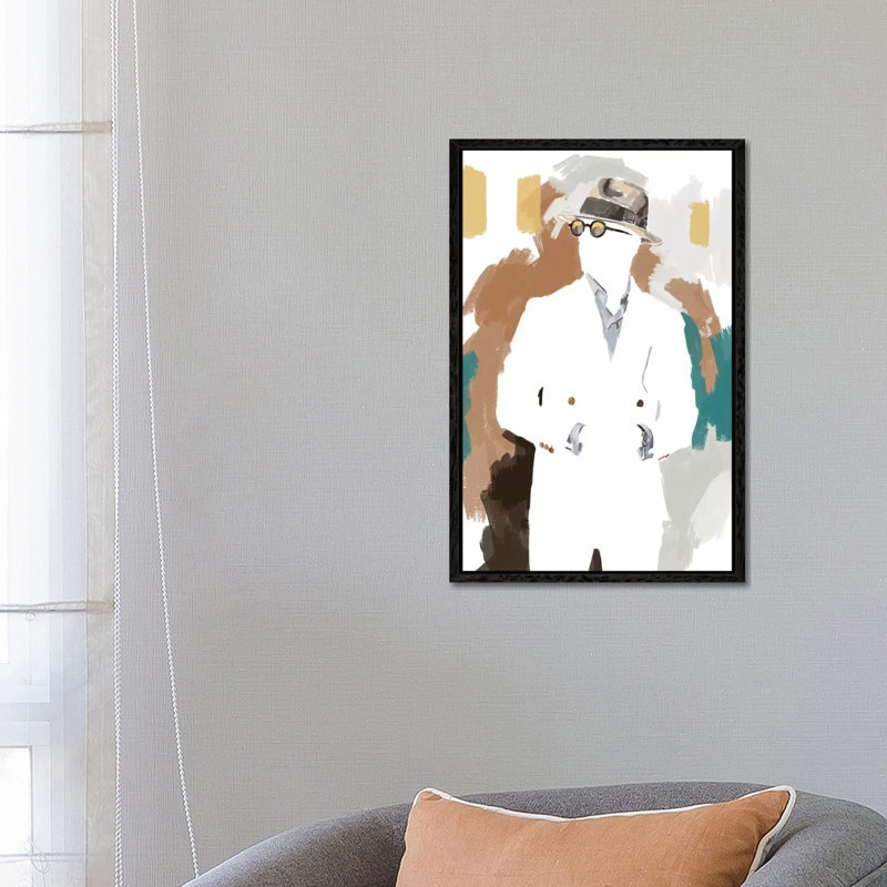New Suit 1 Piece Painting on Canvas, 66.04cm H x 45.72cm W x 3.81cm D, Black Floater Framed