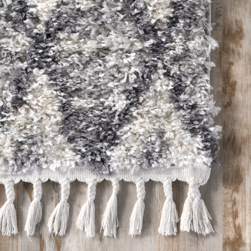 Tapis gris à motif géométrique Zeke, Rectangle 4 pi x 6 pi 8 po