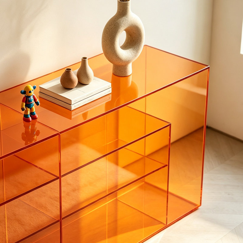Console Vibrant Orange en acrylique, H 27,56 po x l 39,37 po x P 11,81 po