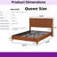 Structure de lit pour grand lit en bois avec lignes ondulées ondulées - charme campagnard rustique, pas de sommier tapissier, finition noyer-1306524358