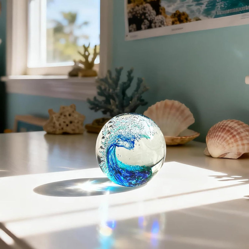 Presse-papier en verre soufflé à la main Ocean Wave