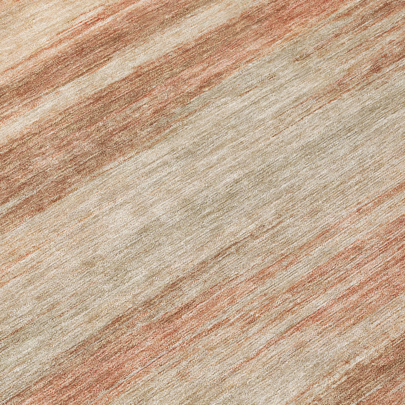 Tapis moderne Ceajay ACN3088 lavable à la machine pour l'intérieur et l'extérieur, Terra Cotta, 9 pi x 12 pi