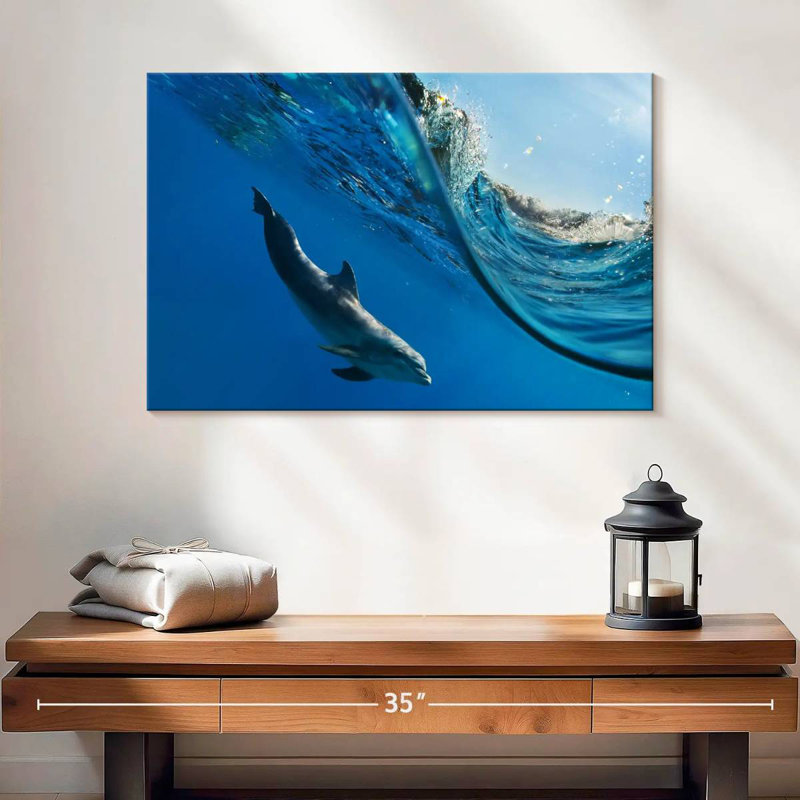 Dolphin Under The Wave, 16" H x 24" W