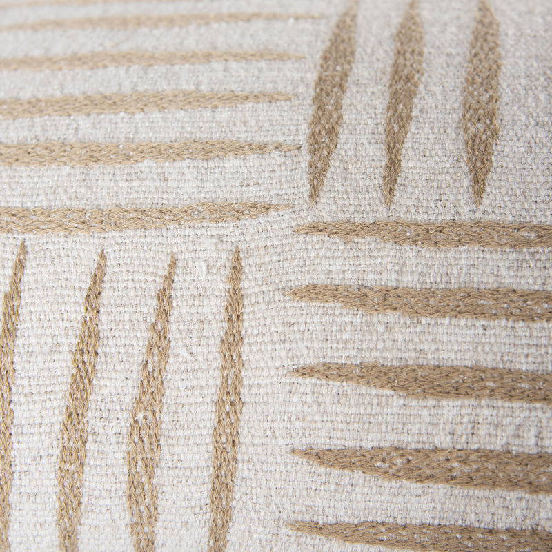Cotton Poly Blend Throw Pillow, Natural/Navy, Down Blend