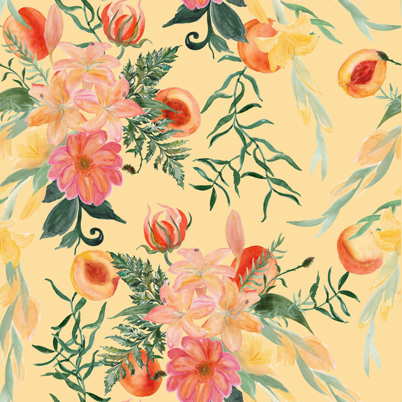Murale florale, L 2,08 pi x L 10,42 pi
