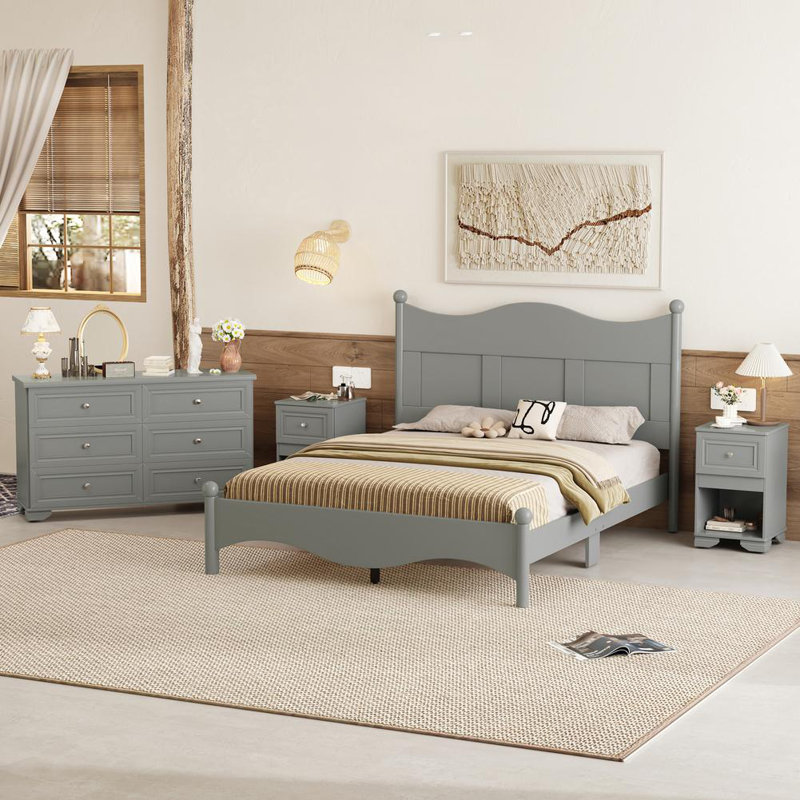 Ensemble de chambre à coucher 4 pièces, Gris
