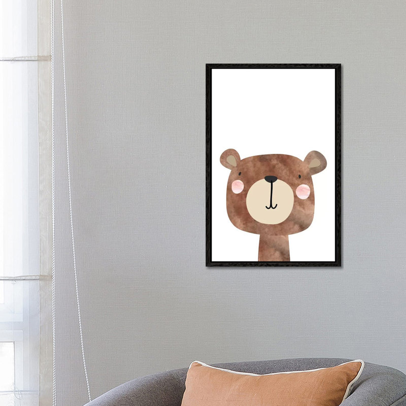 Bear Watercolour by Pixy Paper - Floater Frame Gallery-Wrapped Canvas Giclée on Canvas, Black, 66.04 cm H x 45.72 cm W