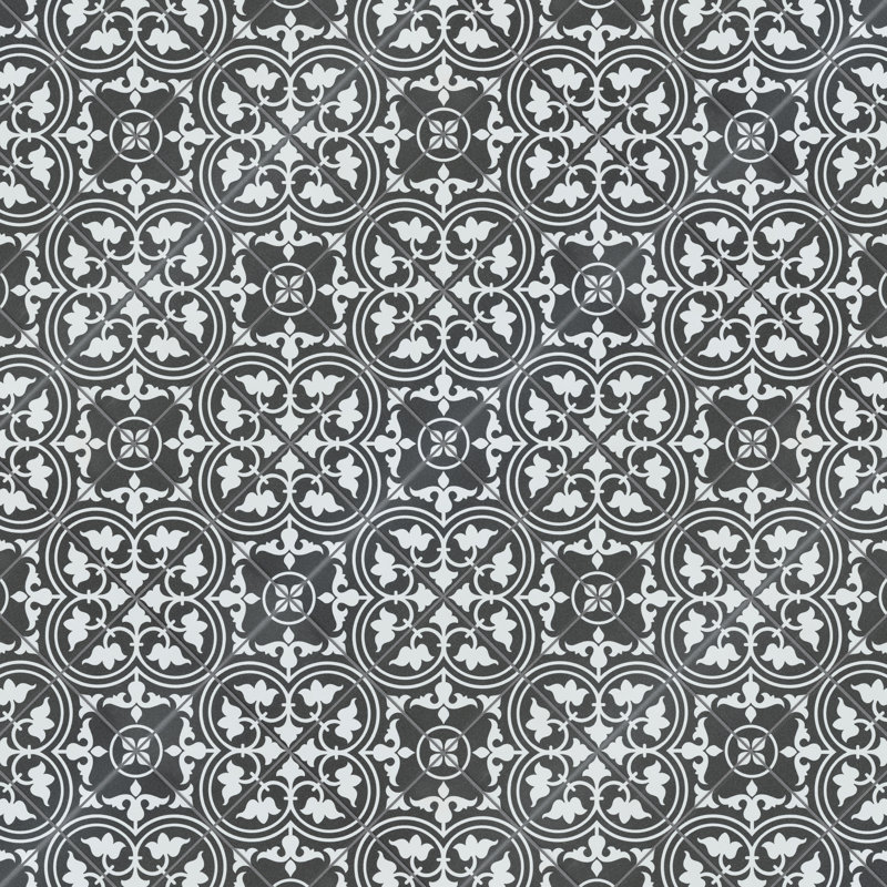 Carreau de céramique à motif pour mur et plancher 13 po x 13 po Harmonia, Noir