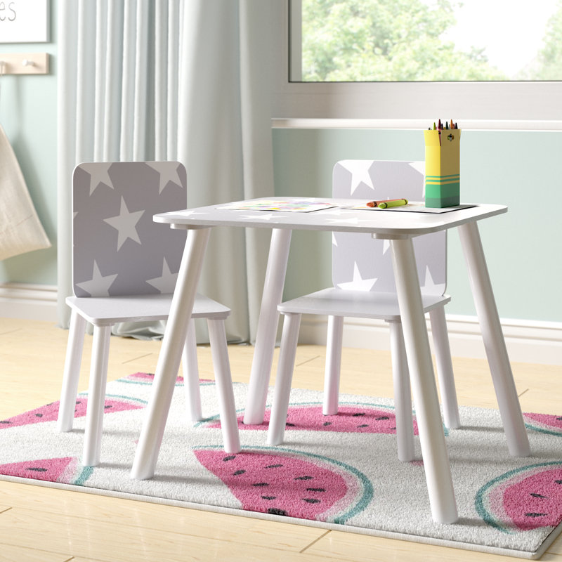 Crow Kids Square Play Or Activity Table and Chair Set, Grey