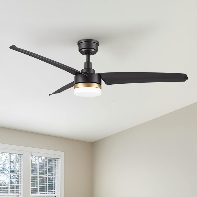 52" 3 - Blade LED Smart Standard Ceiling Fans with Lights, Black