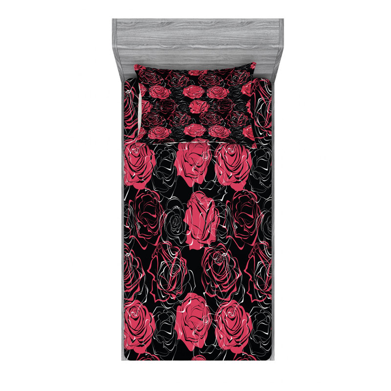 Microfiber Floral Sheet Set, Twin XL Sheet Set + Fitted Sheet + 1 Pillowcase