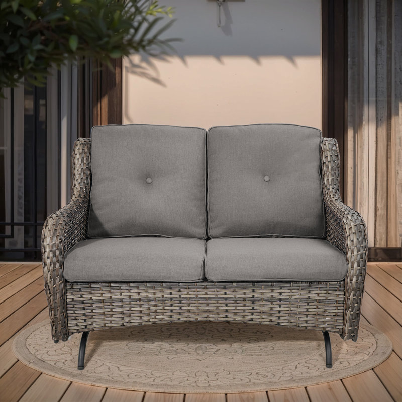 Schutt 51.18'' Wide Straight Loveseat with Cushions, Grey, Grey