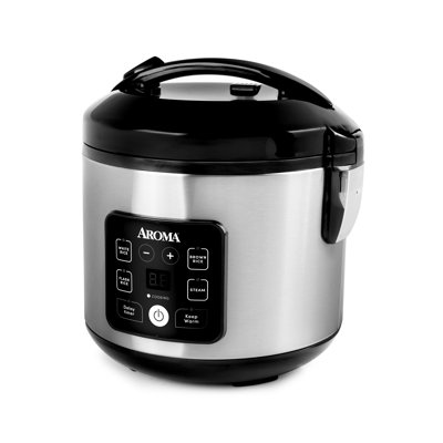 Aroma Corecoat Digital Rice Cooker & Steamer With Nonstick Ceramic Coating, 2 Qt. (4 Cups Uncooked/ 8 Cups Cooked)