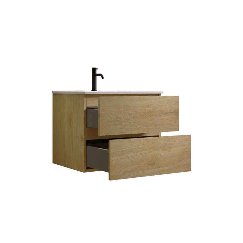 Wall Mount 24'' Bathroom Vanity, Oak