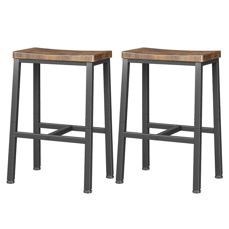Bar Stools, Counter Height Bar Stools Set of 2, 23.6 Inch Saddle Stools with Footrests, Industrial Kitchen Counter Seat for Dining Room, Kitchen, Counter, Rustic Brown