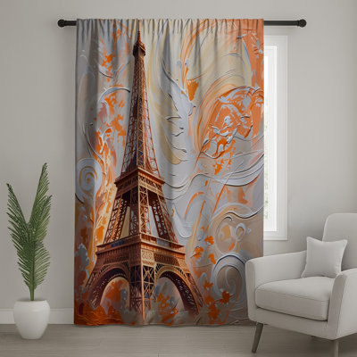 Eiffel Tower Window Curtains, Architecture Sheer & Blockout Curtains - 1 Panel