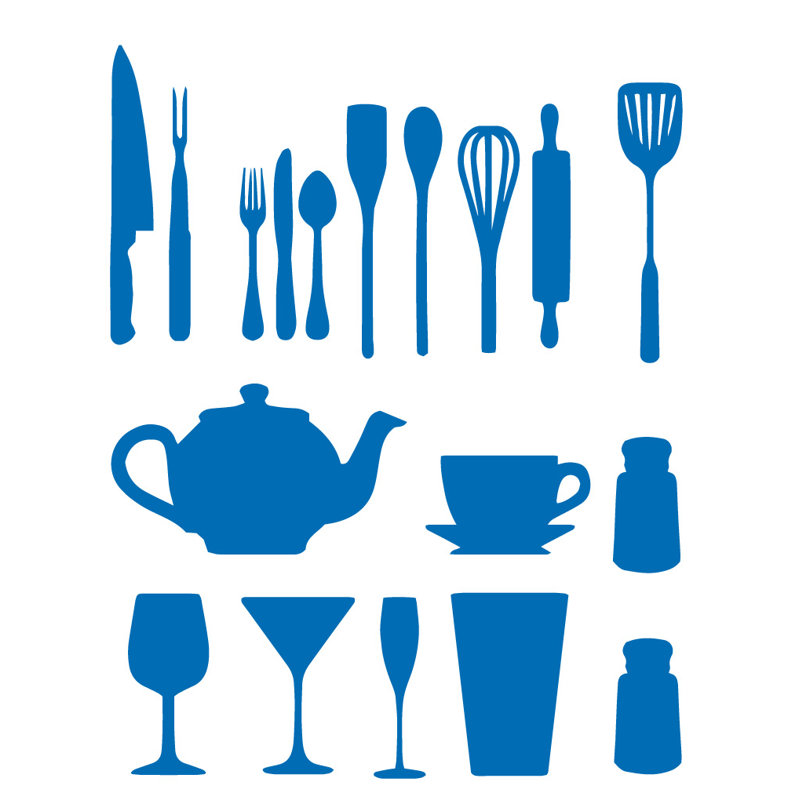 Décalcomanie murale de cuisine, Bleu azur, H 51 po x l 40 po x P 0,01 po