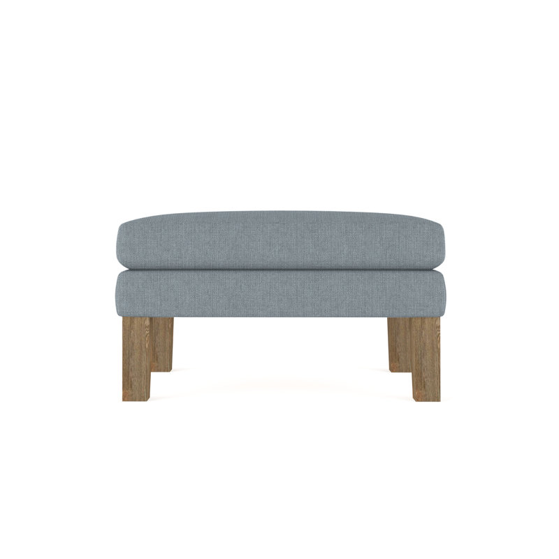 Charlton Ottoman, Plush Velvet Blue Print, Weathered