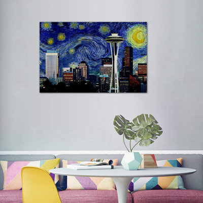 " Seattle, Washington Starry Night Skyline "