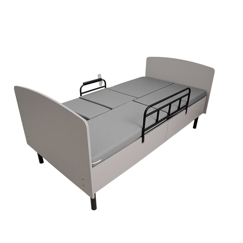 3-in-1 Electric Nursing Bed with OKIN Dual Motors, Convertible to Wheelchair & Stretcher, One-Touch Adjustment, Wired Remote Control, Safety Rails