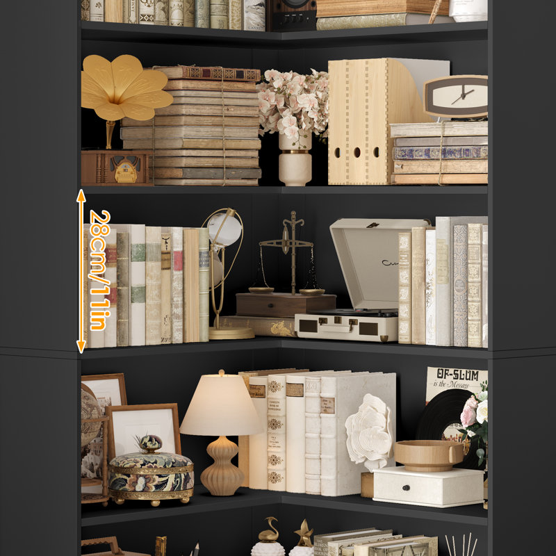 Bibliothèque en coin L 73,5 ", Noir