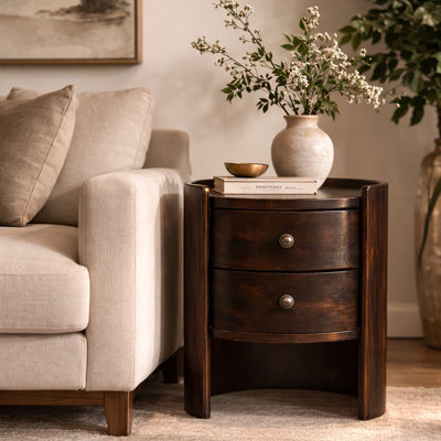Table d'appoint ronde en velours moka