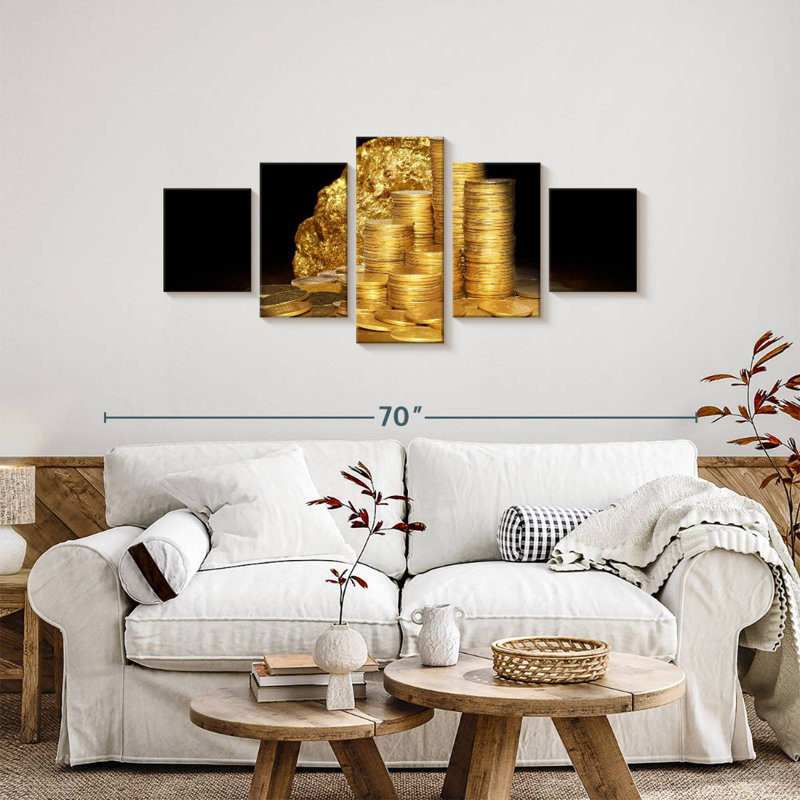 Pièces d'or au trésor, H 24 po x l 55 po