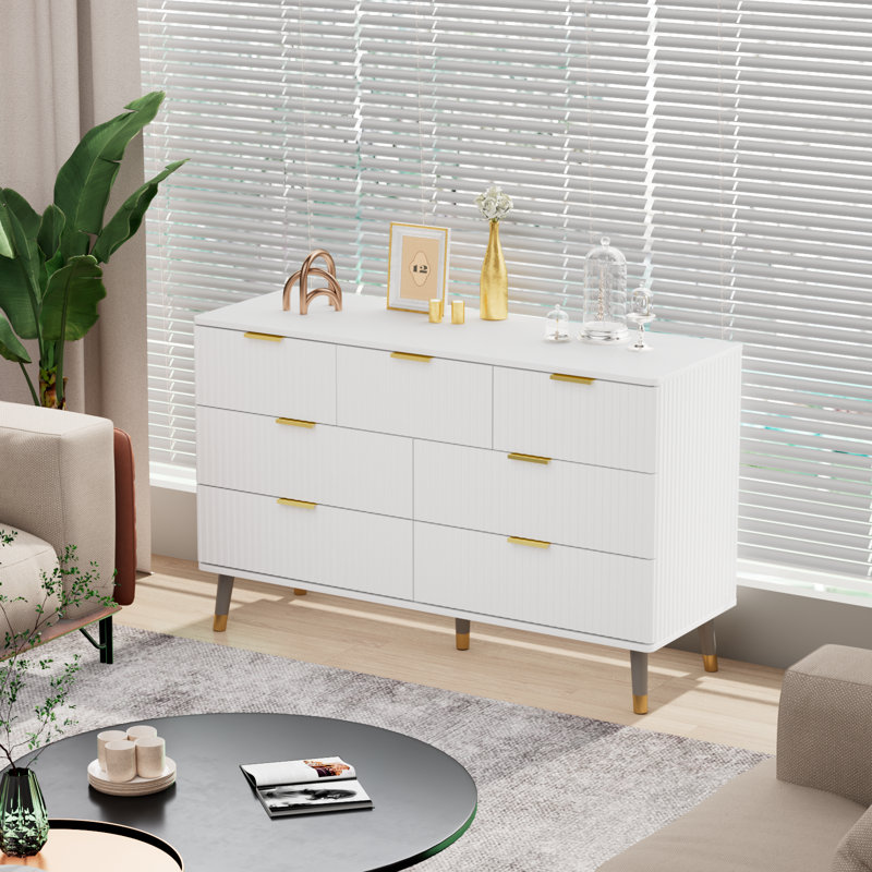 Commode 7 tiroirs Valanda, Blanc
