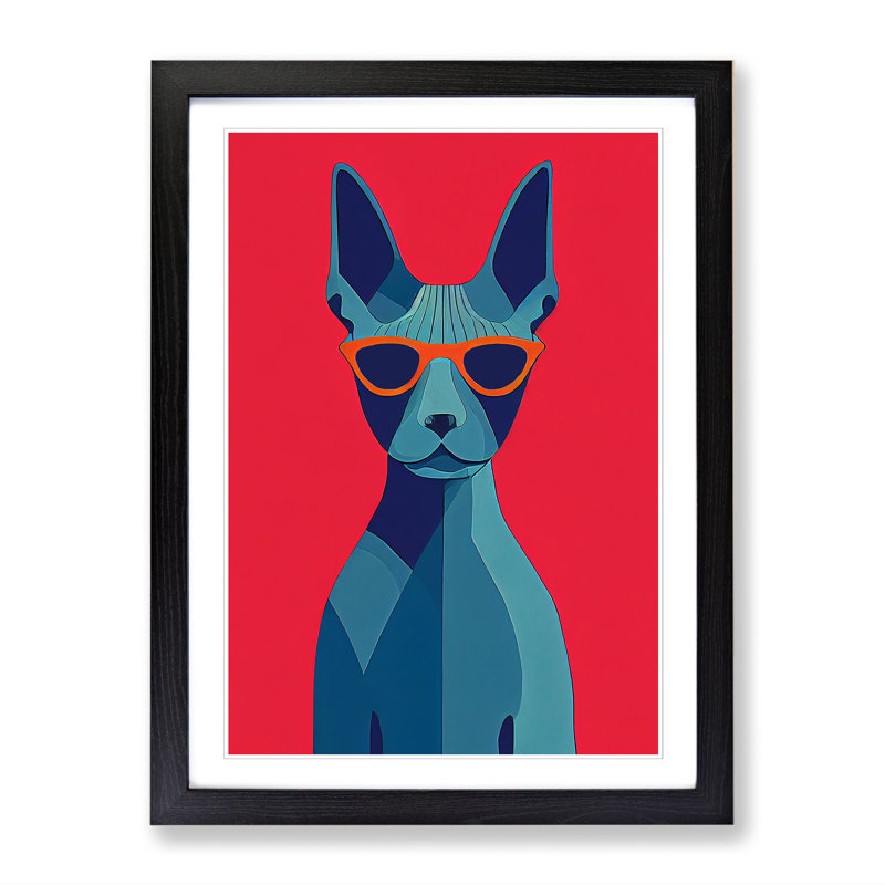 Sphynx Cat - Single Picture Frame Print, 46cm H x 34cm W x 2cm D, Walnut