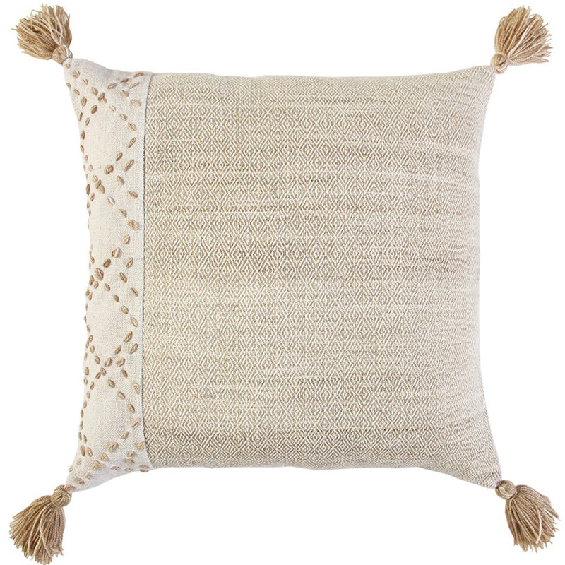 Coussin décoratif en coton 20 po rouge et ivoire, Rosé