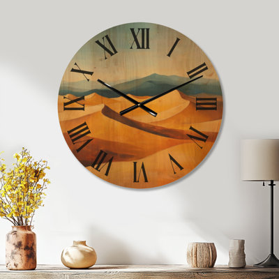 Dunes du désert ensoleillées - Horloge murale surdimensionnée en bois de style sud-ouest