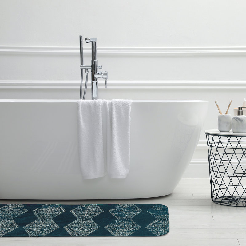 Tapis de bain HH Revival, L 17 po x L 24 po, Bleu