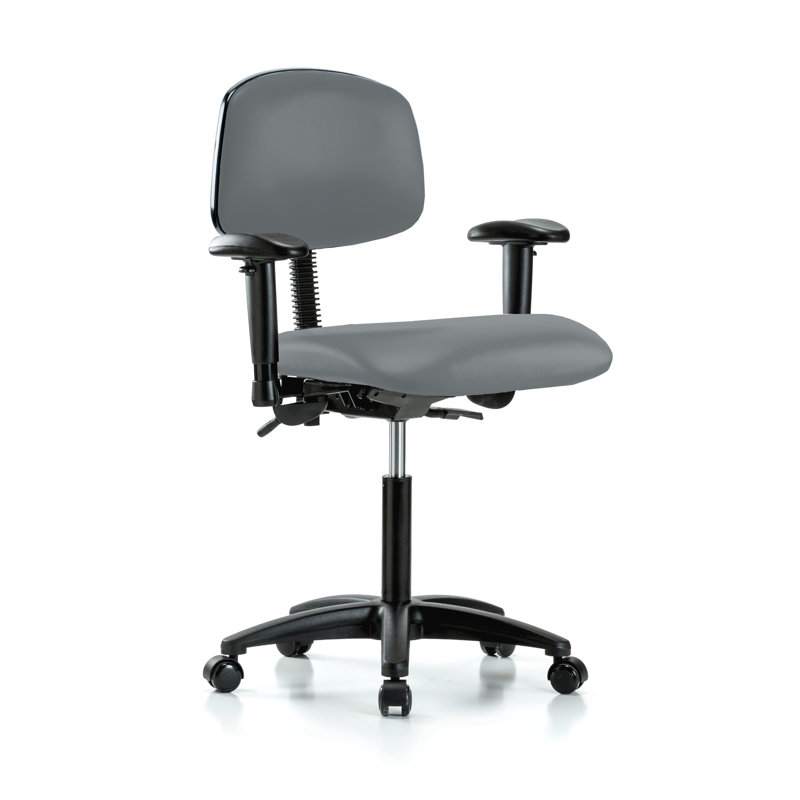 Chaise de bureau polyvalente avec accoudoirs réglables PERCH | Hauteur moyenne du banc: 20 à 27 po, Tissu cendré, Inclus