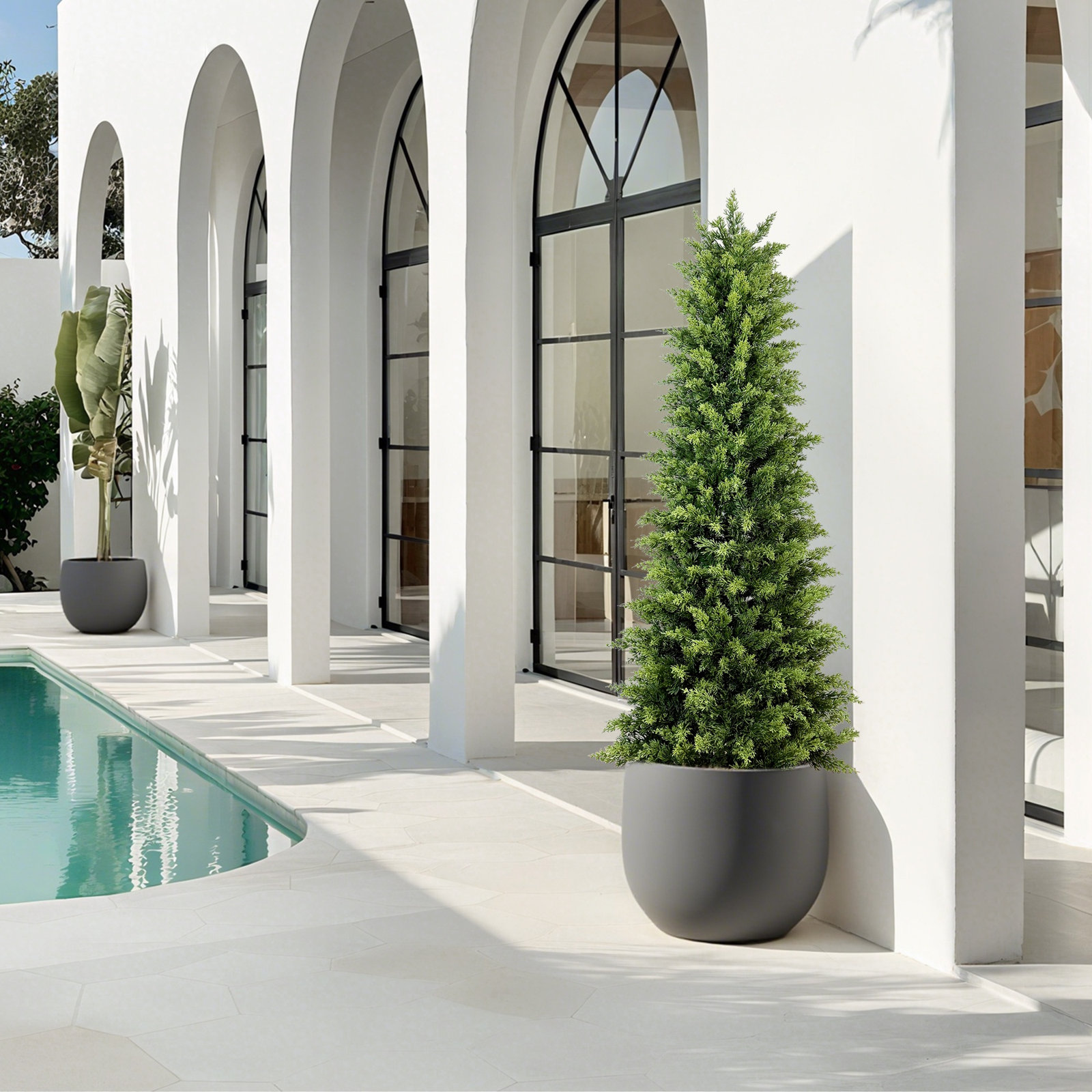 60" Cypress Topiary in Pot, 60.24'' H x 15.75'' W x 15.75'' D