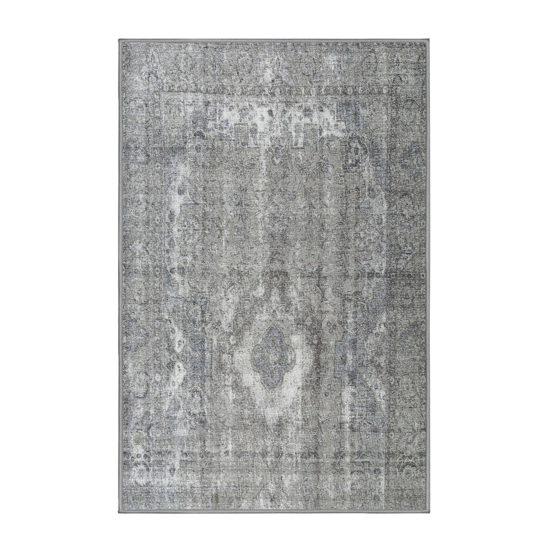 Tapis oriental en laine noir / gris, Rectangle 7 pi x 10 pi