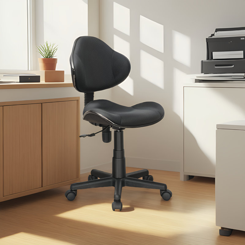 Aldous 360° Swivel Writing Office Task Chair with Mesh Back and Adjustable Height, Black