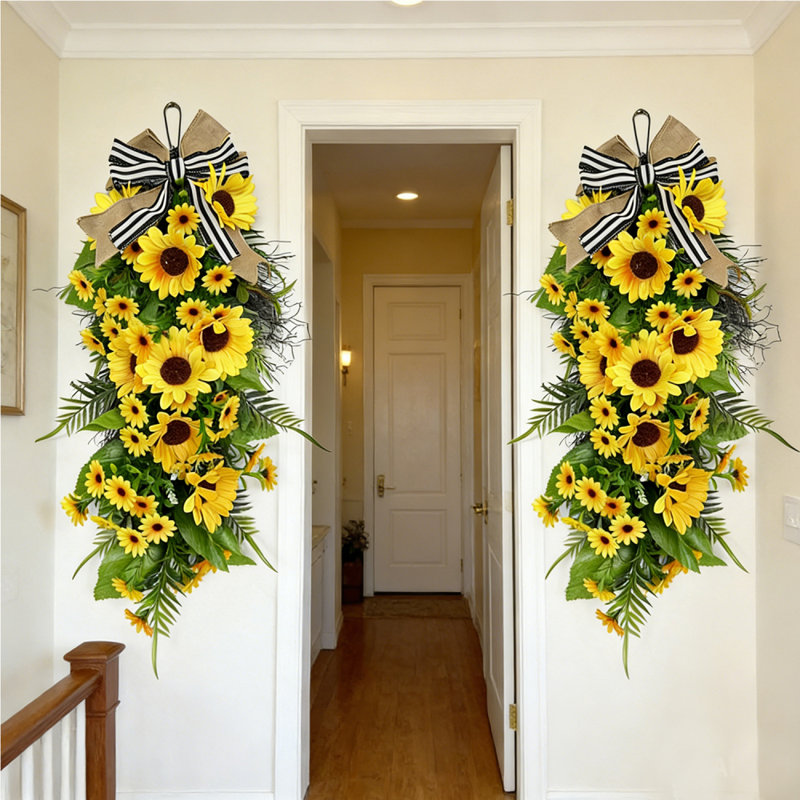 2Pack 24 po Printemps Été Teardrop Wreath