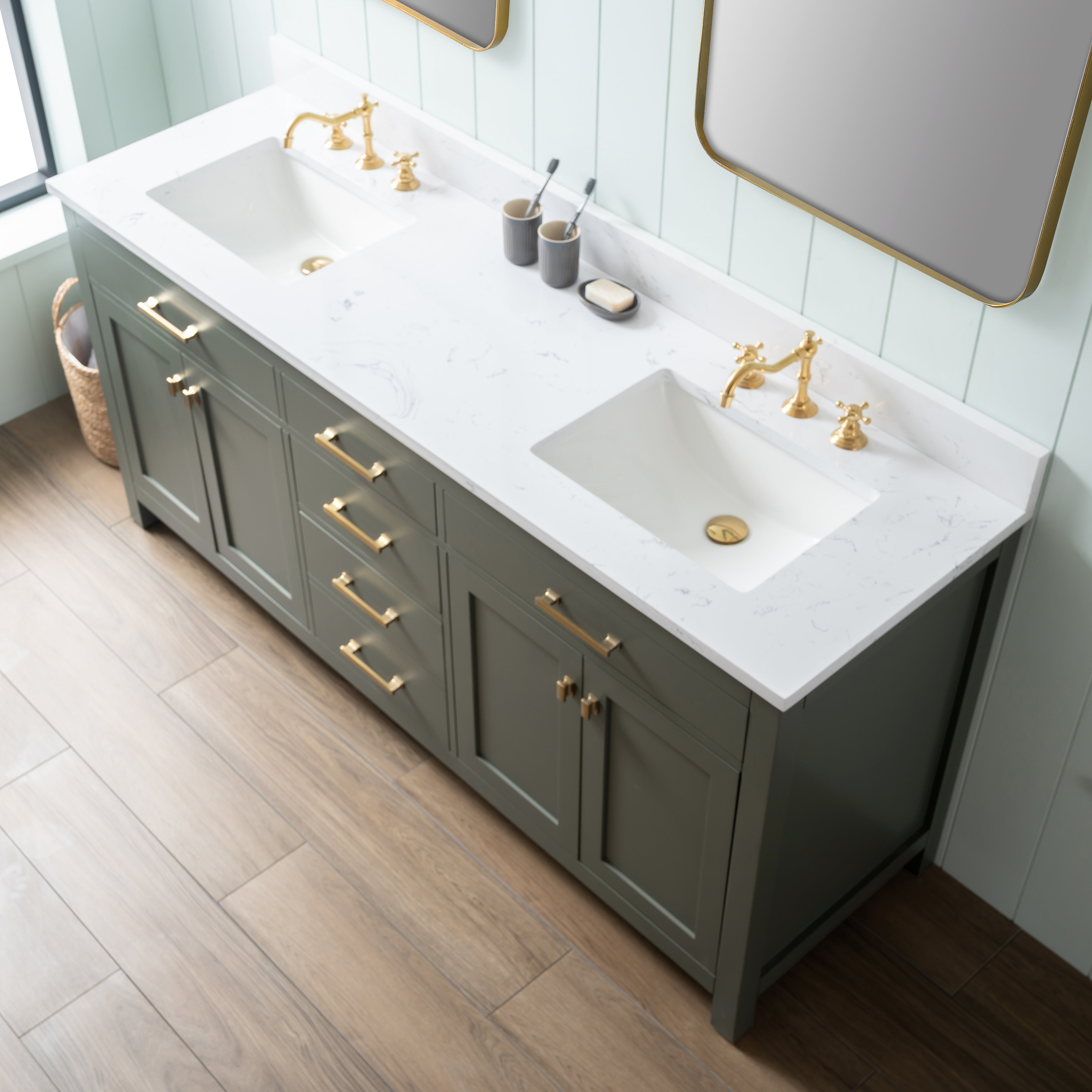 Breakwater Bay Saur 72'' Double Bathroom Vanity with Engineered Stone ...