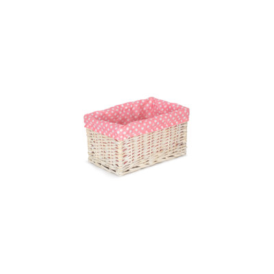Spotty Lined Storage Wicker Basket