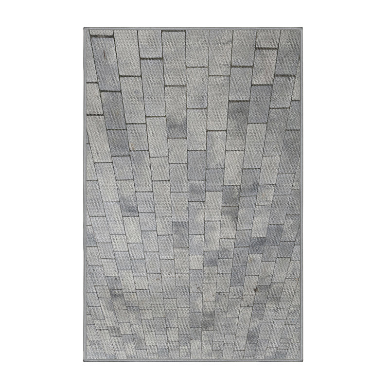 Tapis gris tissé à la machine, Rectangle 4 pi x 6 pi
