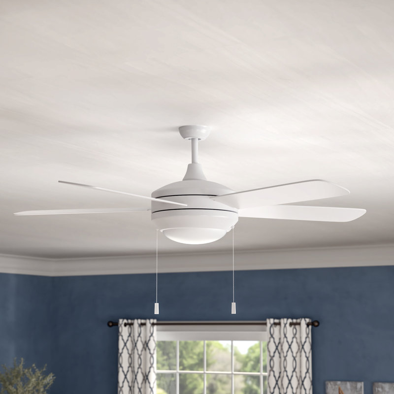 Helios Ceiling Fan with LED Lights, White, White Frost