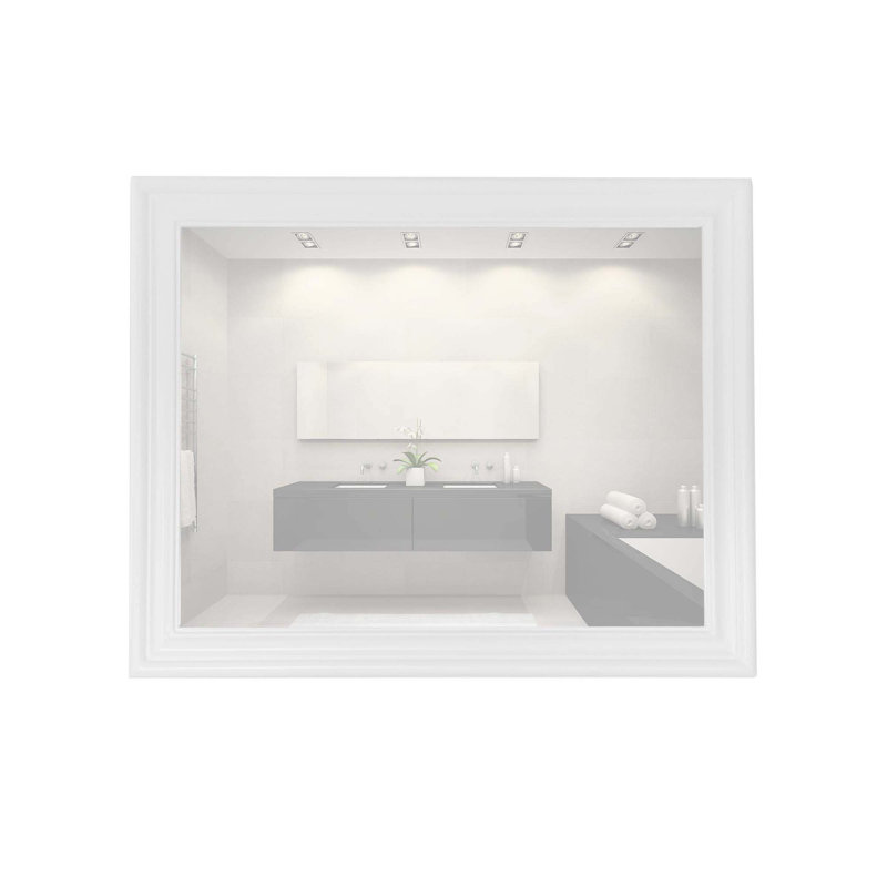 Kampbell Solid Wood Rectangle Wall Mirror, White