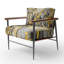 Motif jaune et gris en fusion artistique - Fauteuil rembourré à motif géométrique-1259081507